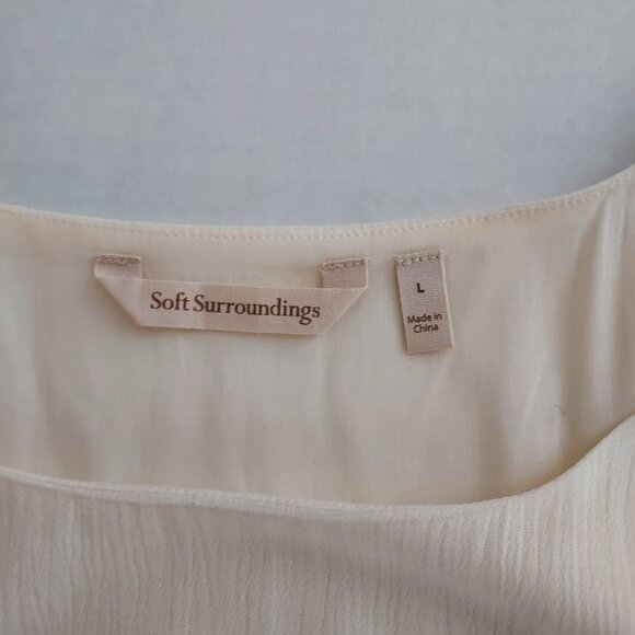 Soft Surroundings Navarre Gauze Long Sleeve Embroidered Cream Tunic Top - Picture 3 of 8